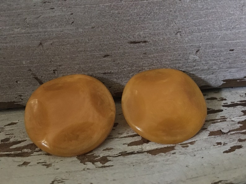 Vintage Bakelite Clip On Earrings Butterscotch Egg Yolk Estate Etsy