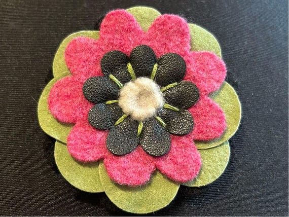 Layered Felt Flower Brooch