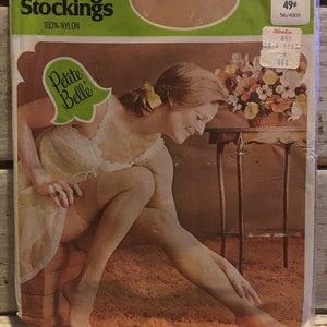 Petite Belle Full Length Stockings Size 9-Med Suntone Reinforced Heel Toe