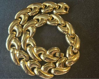 Vintage Chunky Wide Choker/Necklace Bright Gold Tone Links