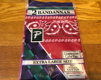 Two Vintage Red Bandanas Extra Large In Package