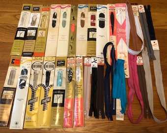 30 Vintage/Newer Unused Zippers Metal Polyester Talon J.P. Coats +++ Estate Lot