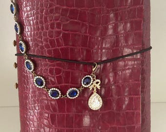 Leather Traveler's Journal Cover, 1 front Charm, side chain, Inserts Included