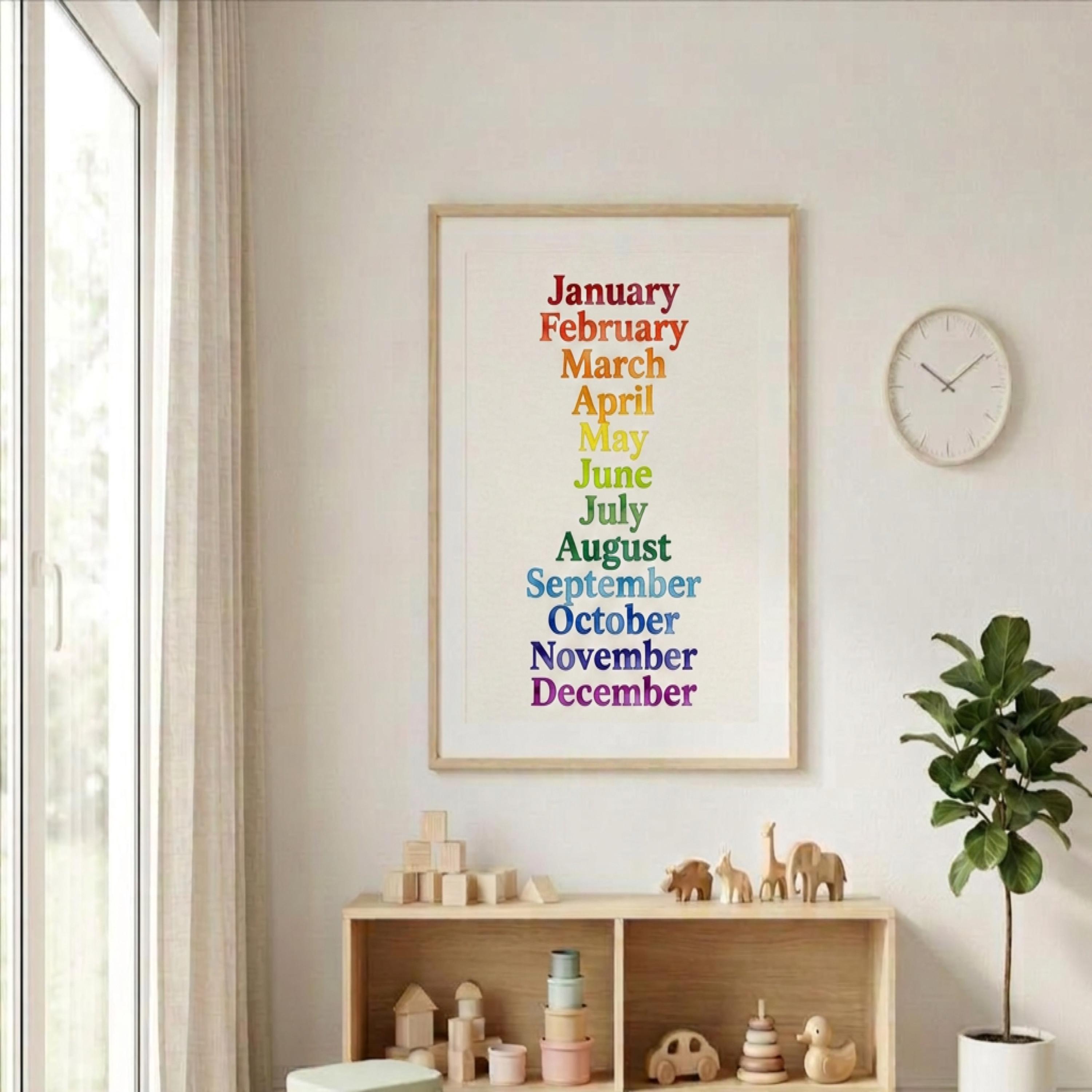 Months of the Year Educational Poster Printable, Wall Art for Kids ...