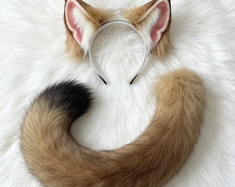 Handmade Caracal Ears and Tail Set | Soft Plush Furry Cosplay Accessories for Party & Halloween