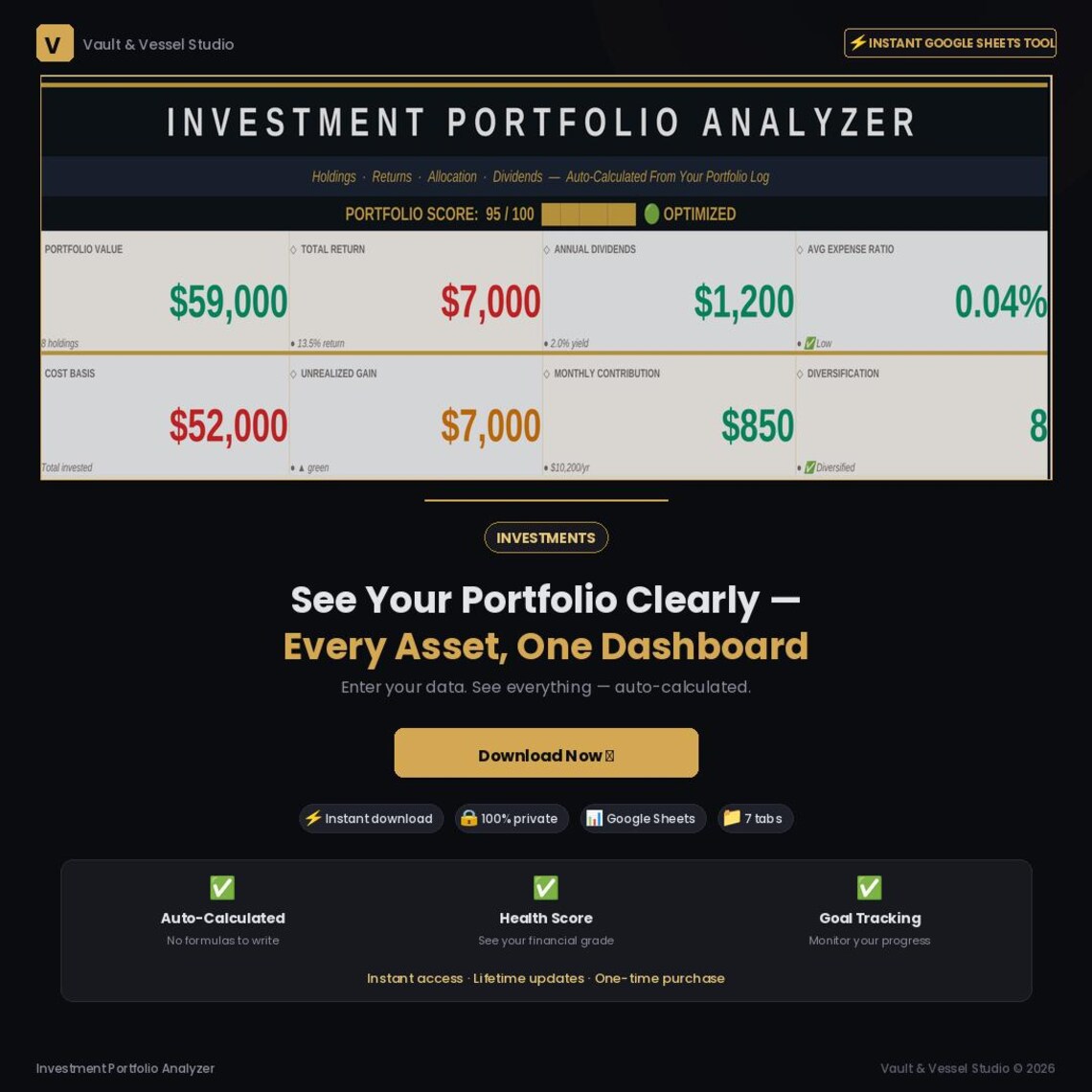 Investment Portfolio Tracker Google Sheets | Stock Dashboard, Asset ...