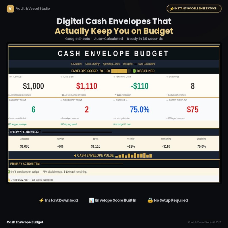 Cash Envelope Budget Google Sheets Template - VaultAndVesselStudio