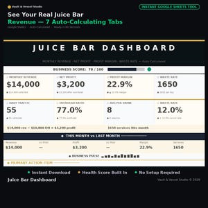Juice Business Tracker | Revenue & Expense Dashboard | Google Sheets
