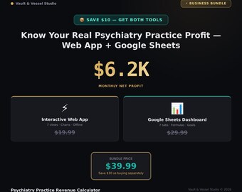 Psychiatrist Business Bundle | Revenue Calculator + Tracker | Dashboard Package