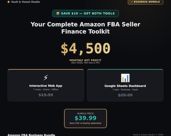 Amazon FBA Seller Business Bundle | Revenue Calculator + Tracker | Dashboard Package