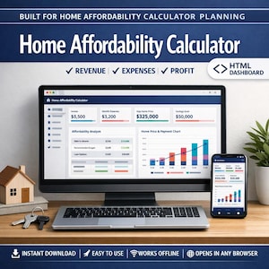 Calculadora de asequibilidad de vivienda / Herramienta de poder adquisitivo basada en ingresos / Descarga digital interactiva
