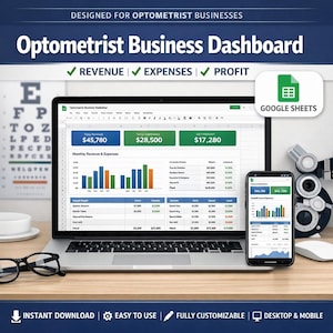 Strumento di monitoraggio dell'attività dell'optometrista / Dashboard di entrate e uscite / Fogli Google