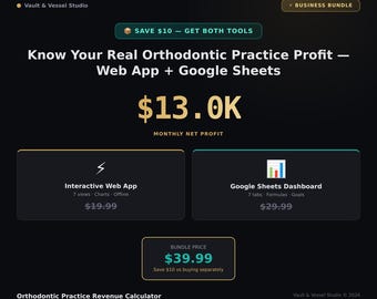 Orthodontist Business Bundle | Revenue Calculator + Tracker | Dashboard Package