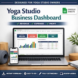 Yoga Studio Business Tracker | Revenue & Expense Dashboard | Google Sheets