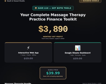 Massage Therapy Business Bundle | Revenue Calculator + Tracker Dashboard | Interactive Tools