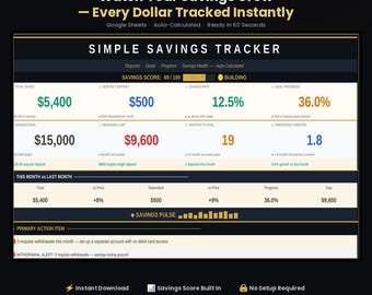 Simple Savings Tracker | Google Sheets Goal Progress (Digital Download)