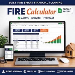 FIRE Calculator Google Sheets | Financial Independence Dashboard (Digital Download)