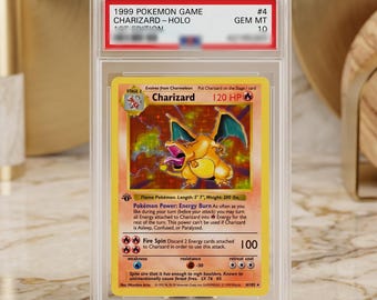 PSA10 1999 Pokémon Charizard First Generation Rating Card - PROXY Card Slab