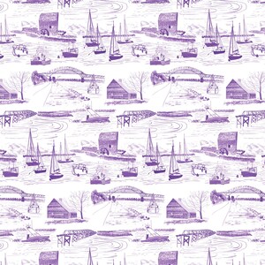 Sandwich Cape Cod Toile Wallpaper, Coastal Wall Covering image 6