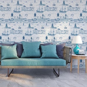 Plymouth Massachusetts Toile Wallpaper