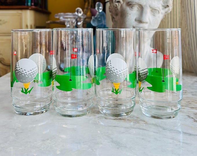 19th Hole Golf Tumblers by Vintage Indiana Glass *Set of 4