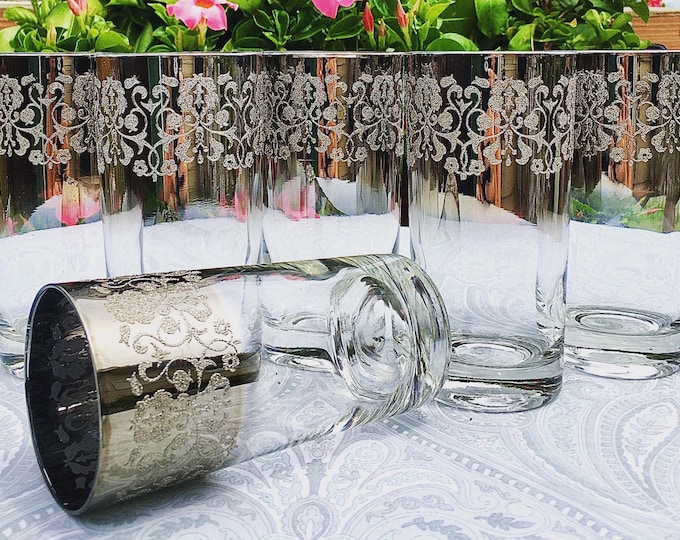 Mid-Century Royal Luster In Silver "Madeira" *Set of 6 Highballs