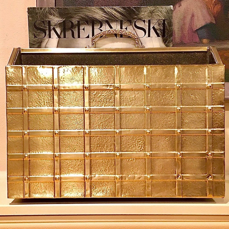 Brass Hollywood Regency Magazine Holder