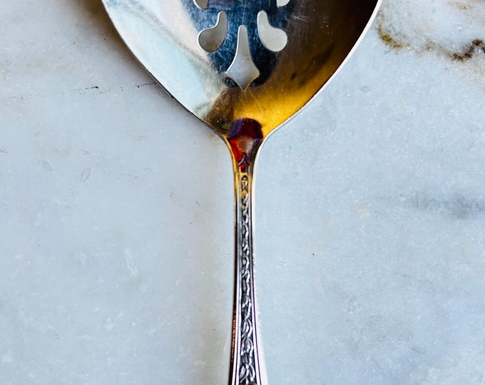 National Silver Plate King Edward “Moss Rose” Pierced Bon Bon/Nut Spoon