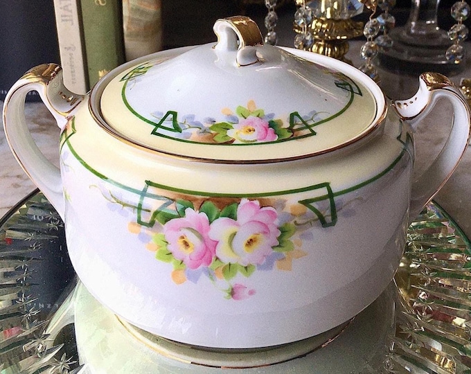 Art Deco Nippon Handpainted Biscuit/Sugar Jar