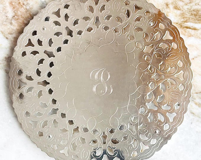 William Adams Italy Reticulated Silver Plated Monogrammed Trivet