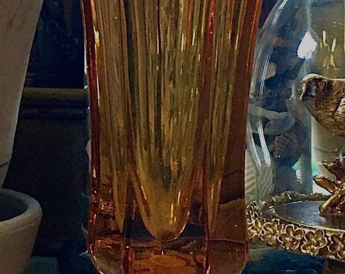 Fostoria Independent Amber Glass Trophy Vase