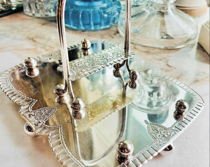 Antique Sheffield England Silver Condiment Caddy