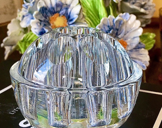 Glass Flower Frog and Candleholder