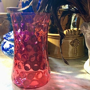 Fenton Cranberry Glass Inverted Thumbprint Vase