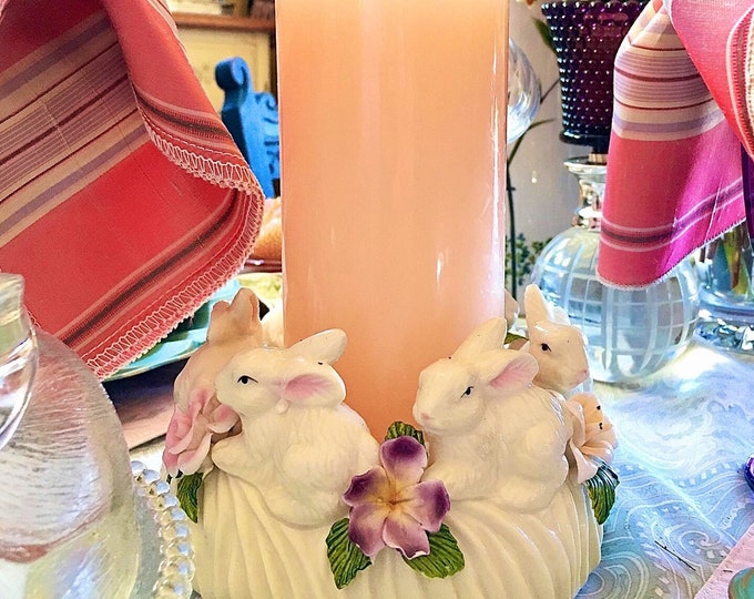 Bunny & Flower Porcelain Candleholder