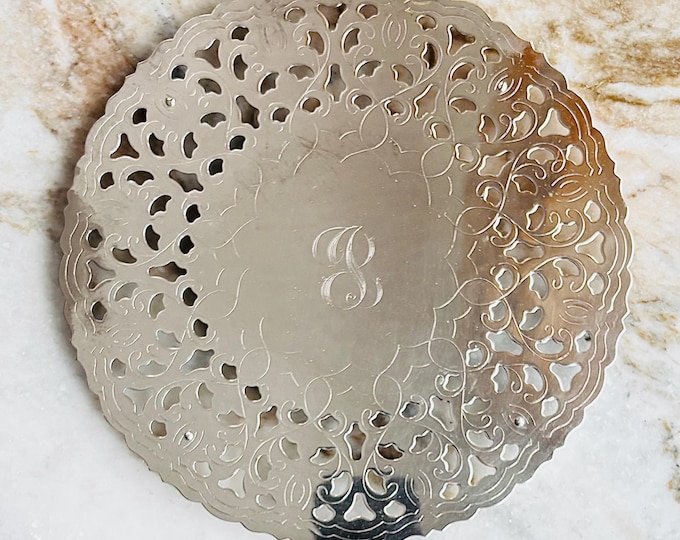 William Adams Italy Reticulated Silver Plated Monogrammed Trivet