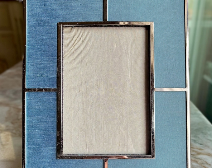 From Our "Stately Home" Collection Blue Shantung Quad Frame