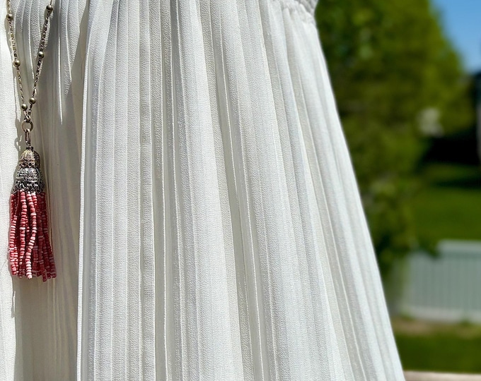 Chelsea 28 Tiered Accordion Pleated Creamy Chiffon Dress