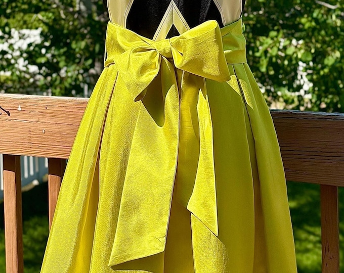 Moulinette Soeurs x Vêtements Chartreuse & Black Chevron Bowed Dress Ladies 4