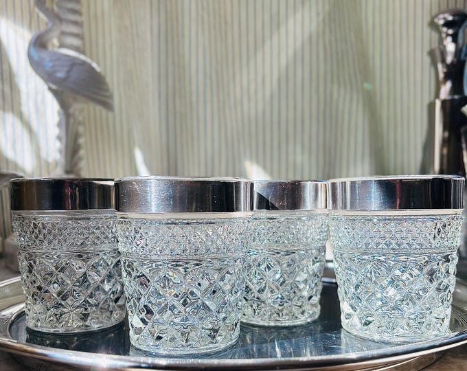Anchor Hocking “Wexford” Sterling Rim Rocks Glasses *Set of 4