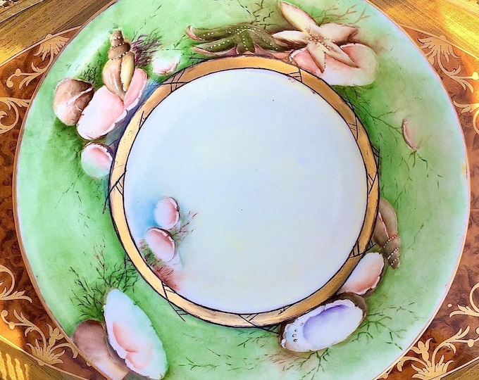 Antique French Hand Painted Sea Life Bowl