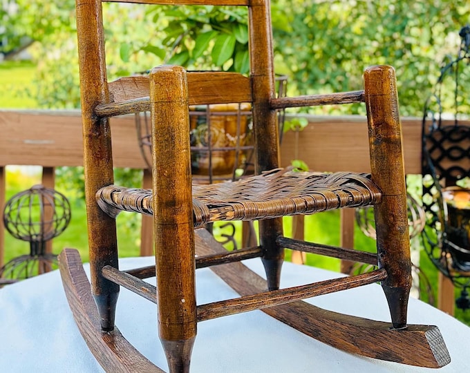Primitive American Maple Child's Ladder Back Rocking Chair