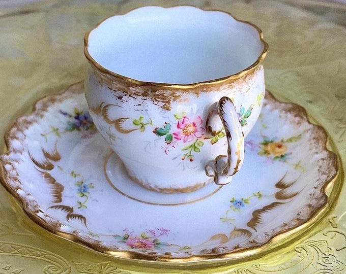 Limoges Handpainted French Déposé Demitasse and Saucer