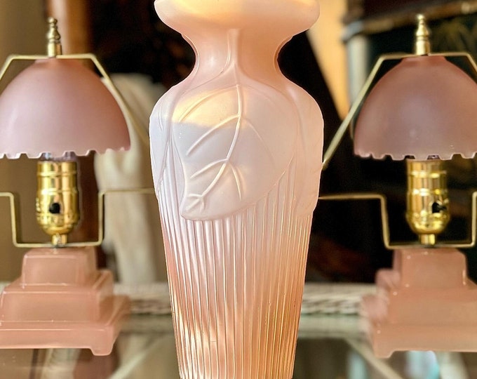 Antique Bagley Art Deco Peach Ombré Vase