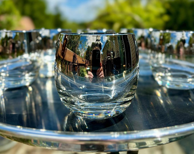 Queen’s Lusterware Platinum Roly Poly Glasses *Set of 6