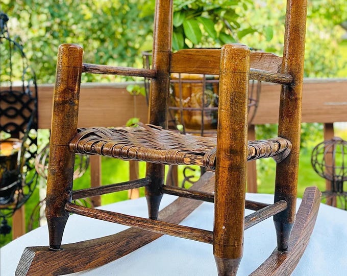 Primitive American Maple Child's Ladder Back Rocking Chair