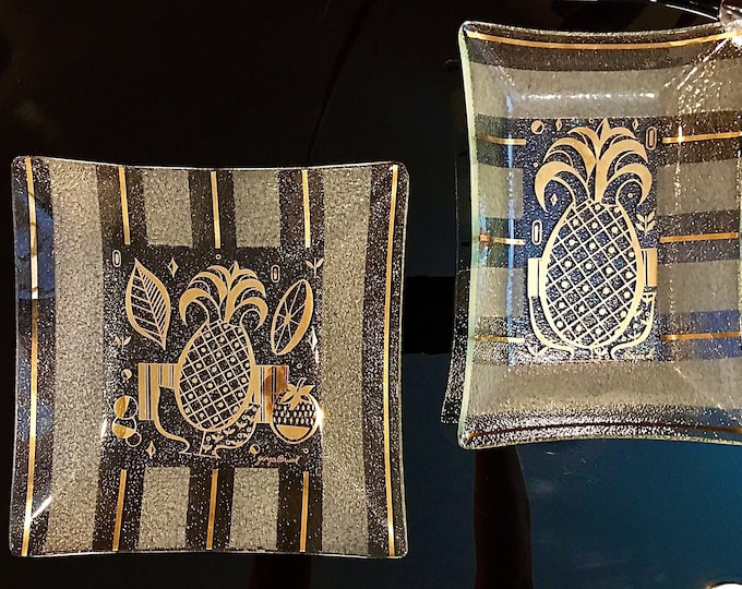 George Briard Signed Pineapple Glass Tray's.  Sold Separately