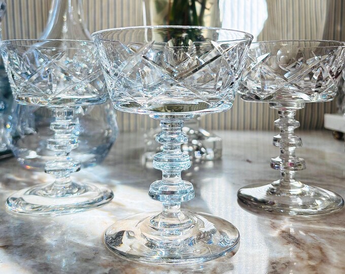 Trio of Rock Sharpe Coupe's by Libbey in "Ridgeway"
