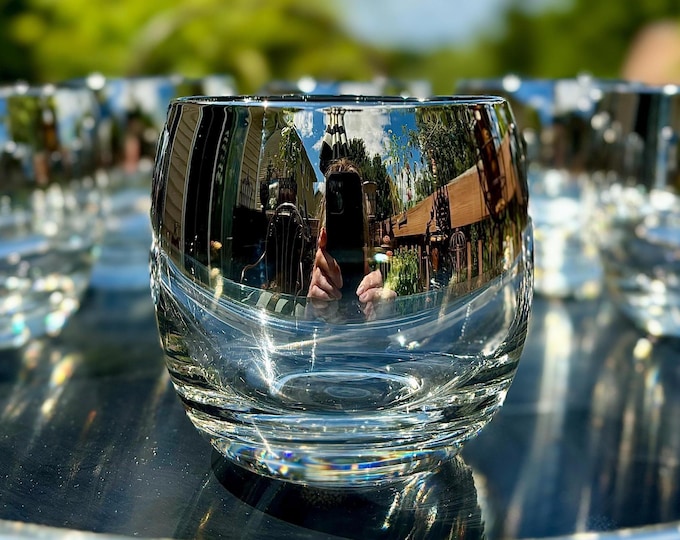 Mid-Century Vitreon Queens Lusterware Silver Fade/Ombré Roly Poly Glasses *Set of 6