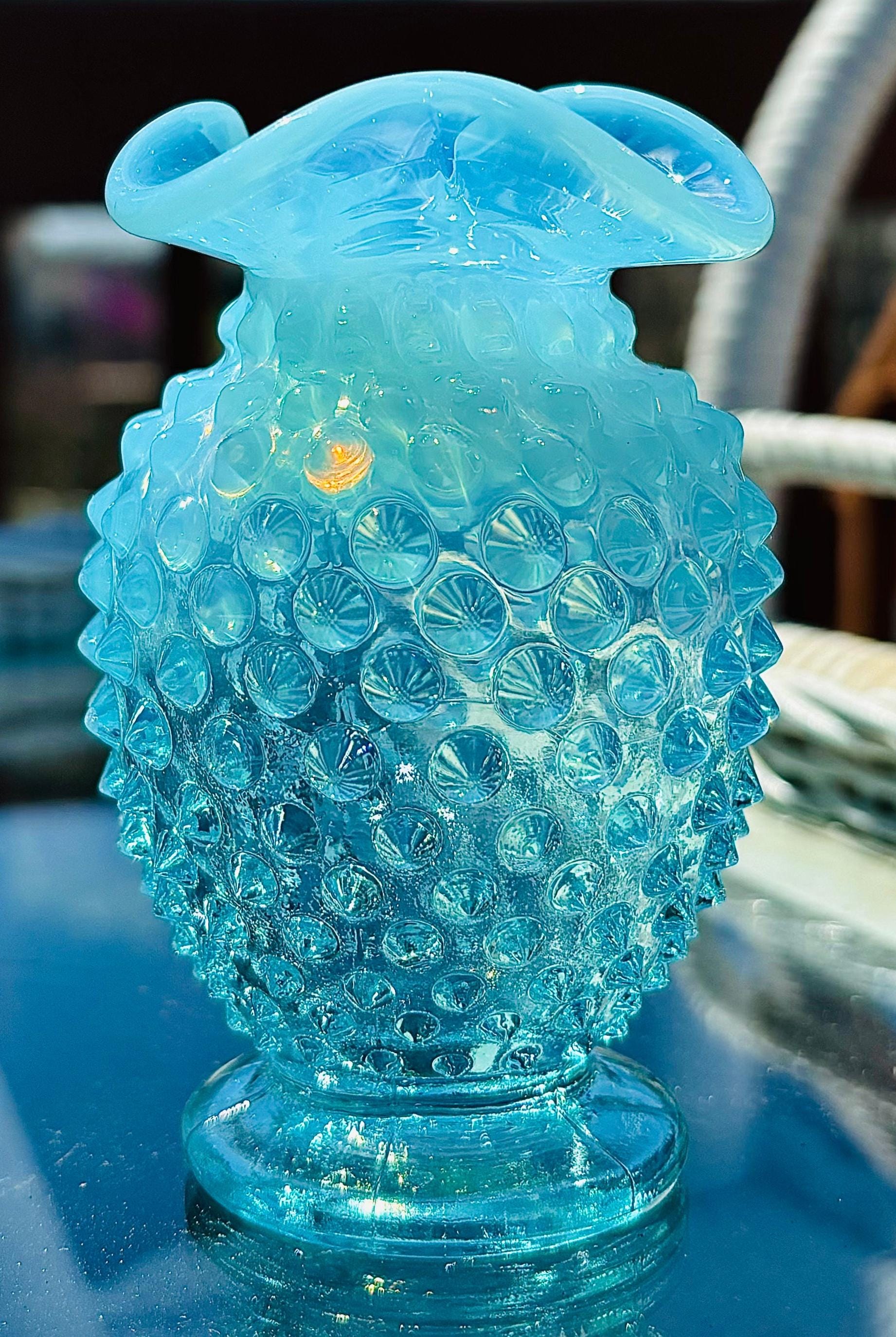 Fenton Blue Hobnail Vase - Etsy